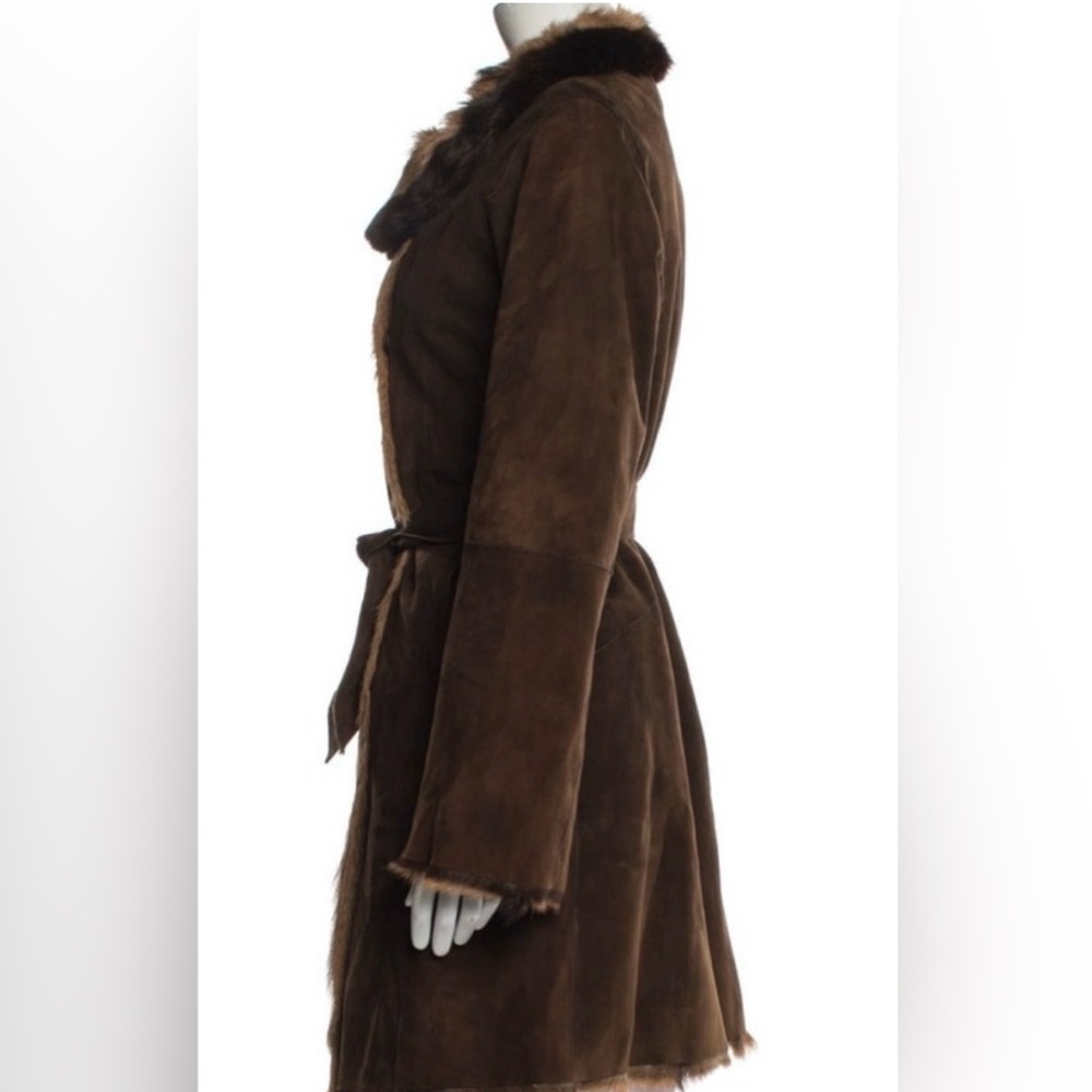 Gerard Darel Brown Suede Goat Skin Shearling Toscana Coat - Picture 13 of 16